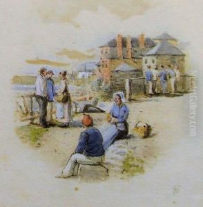 Above The Harbour, Newlyn, Cornwall by Myles Birket Foster