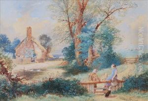 At The Stile by Myles Birket Foster