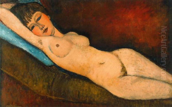 Reclining Nude With Blue Cushion - view 1