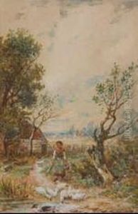 Feeding The Ducks by Myles Birket Foster