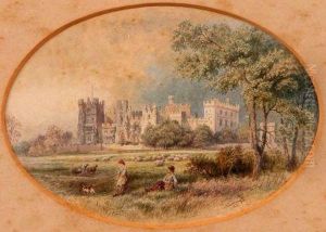 "raby Castle Yorkshire by Myles Birket Foster