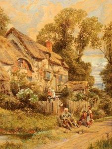 Chair Mender And Other Figures By A Country Cottage