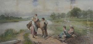 The First Lesson by Myles Birket Foster
