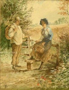 Conversation At The Stile by Myles Birket Foster