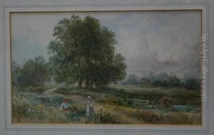 Landscape With Two Children Resting On The Edge Of A Path Landscape With Two Children Resting On The Edge Of A Path