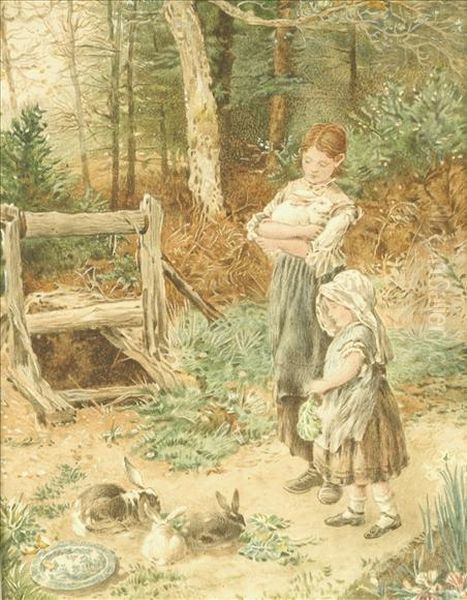 Feeding The Rabbits; The Young Mother - view 1