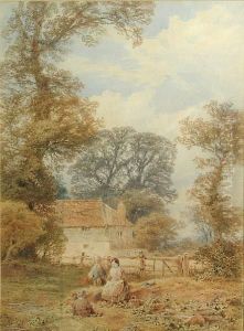 Figures In A Field By A House Figures In A Field By A House