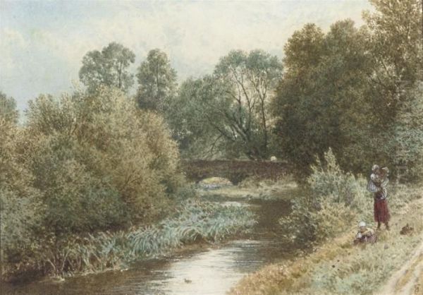 A Mother With Her Children On The Banks Of A River - view 1