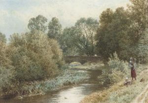 A Mother With Her Children On The Banks Of A River A Mother With Her Children On The Banks Of A River