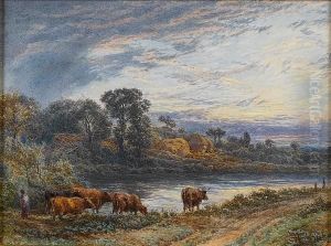 On The River Bank, Sunset On The River Bank, Sunset