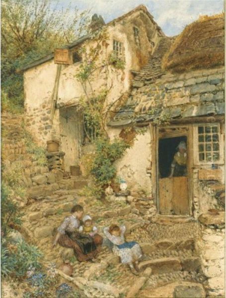 Young Girls Resting On The Steps, Devon - view 1