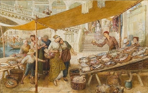 The Fish Market On The Steps Of The Rialto Bridge, Venice - view 1