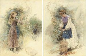 Two Studies Of Children: Bramble Time; And Blackberrying by Myles Birket Foster
