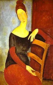 Portrait Of Jeanne Hebuterne Common Law Wife Of Amedeo Modigliani Ii by Amedeo Modigliani