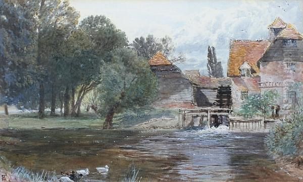 Figure By A Watermill, Ducks In The Foreground - view 1