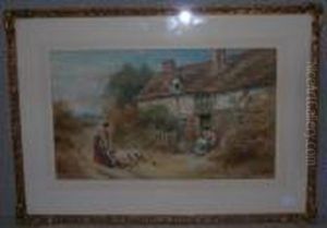 Description
Follower Of Myles Birket Foster Figuresoutside A Cottage by Myles Birket Foster