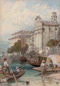 A Lazy Afternoon On The Banks Of Lake Como by Myles Birket Foster