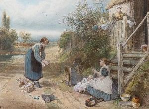 Playing With The Baby by Myles Birket Foster