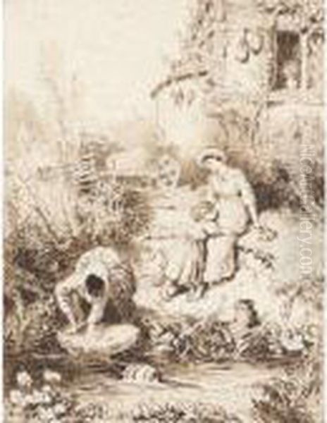 Woman Collecting Water - view 1
