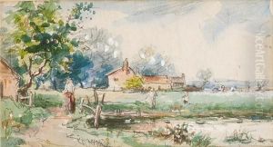 A View Of A Country Cottage by Myles Birket Foster