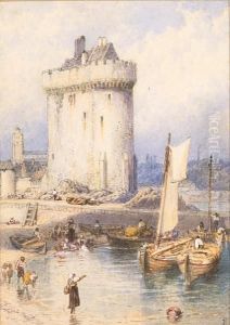 A Fishing Village by Myles Birket Foster