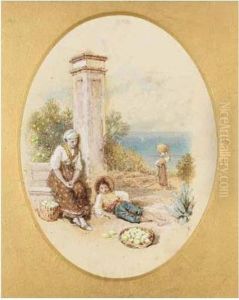The Lemon Gatherers, Lake Garda, Italy by Myles Birket Foster