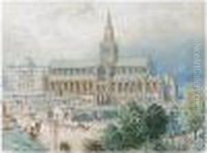 Glasgow Cathedral And The Royal Infirmary by Myles Birket Foster