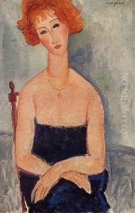 Readhead Wearing a Pendant by Amedeo Modigliani