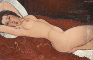Recumbent act with arms crossed behind the head by Amedeo Modigliani