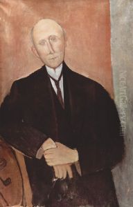 Seated before an orange background man by Amedeo Modigliani