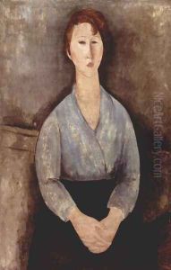 Seated Woman with a blue blouse by Amedeo Modigliani