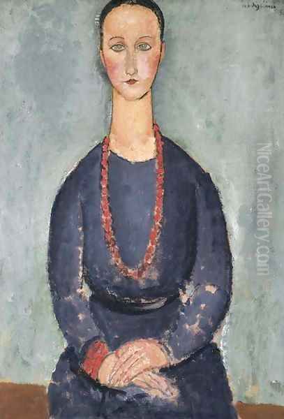 Donna con collana rossa - view 1