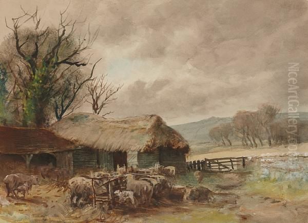 At The Farmyard by Henry Charles Fox