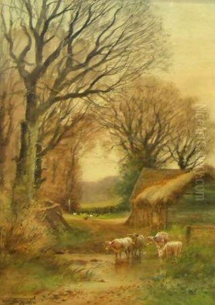 Cattle Watering By A Barn - view 1