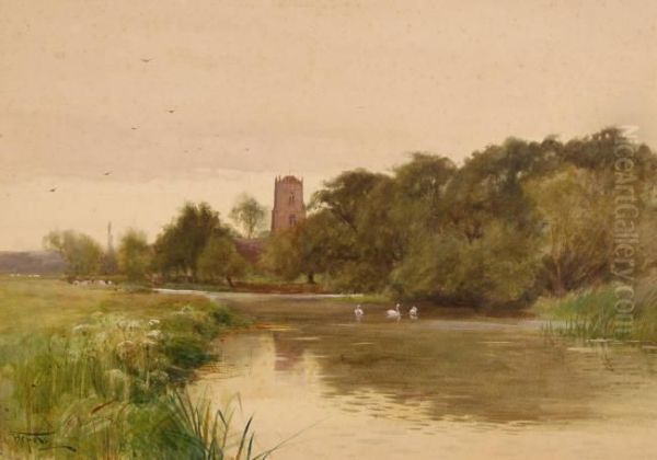 Rural River At Sunset - view 1