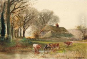 Near Arundel, Sussex; The Ferry On The River Arun by Henry Charles Fox