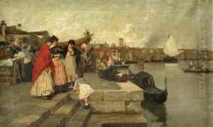 Mercado En Venecia by Pietro Fragiacomo