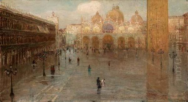 Acqua Alta In Piazza San Marco by Pietro Fragiacomo