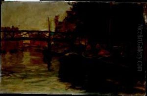 Barche Sul Fiume by Pietro Fragiacomo