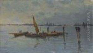 Barche In Laguna by Pietro Fragiacomo