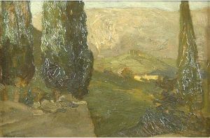 Alberi Tra Le Montagne by Pietro Fragiacomo