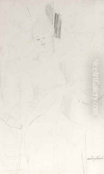 D'apres Watteau femme et arlequins - view 1