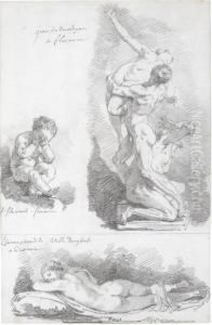 Sheet Of Studies After Sculptures by Jean-Honore Fragonard