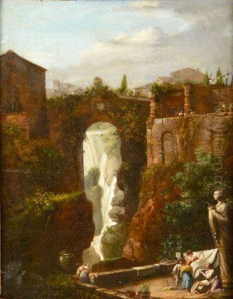 Lavandieres Au Pied De La Cascade De Tivoli - view 1