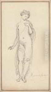 A Draped Female Figure by Jean-Honore Fragonard
