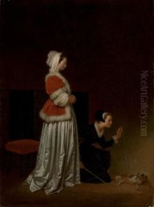 A Lady And Her Maid Chastising A Spaniel by Jean-Honore Fragonard