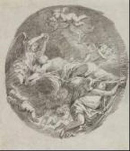Santa Caterina Trasportata In Cielo Dagli Angeli by Jean-Honore Fragonard