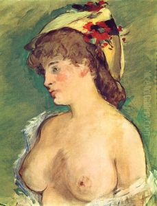 Blond Woman with Bare Breasts 1878