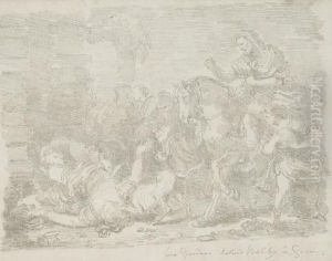 Le Repas Chez Simon, D'apres
Paolo Veronese; Abraham Et Melchisedech, D'apres Francesco Castiglione;
Et La Reine Jezabel Devoree Par Des Chiens, D'apres Luca Giordano by Jean-Honore Fragonard