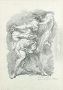Le Combat De Jacob Et L'ange, D'apres Nicolo Tornioli by Jean-Honore Fragonard